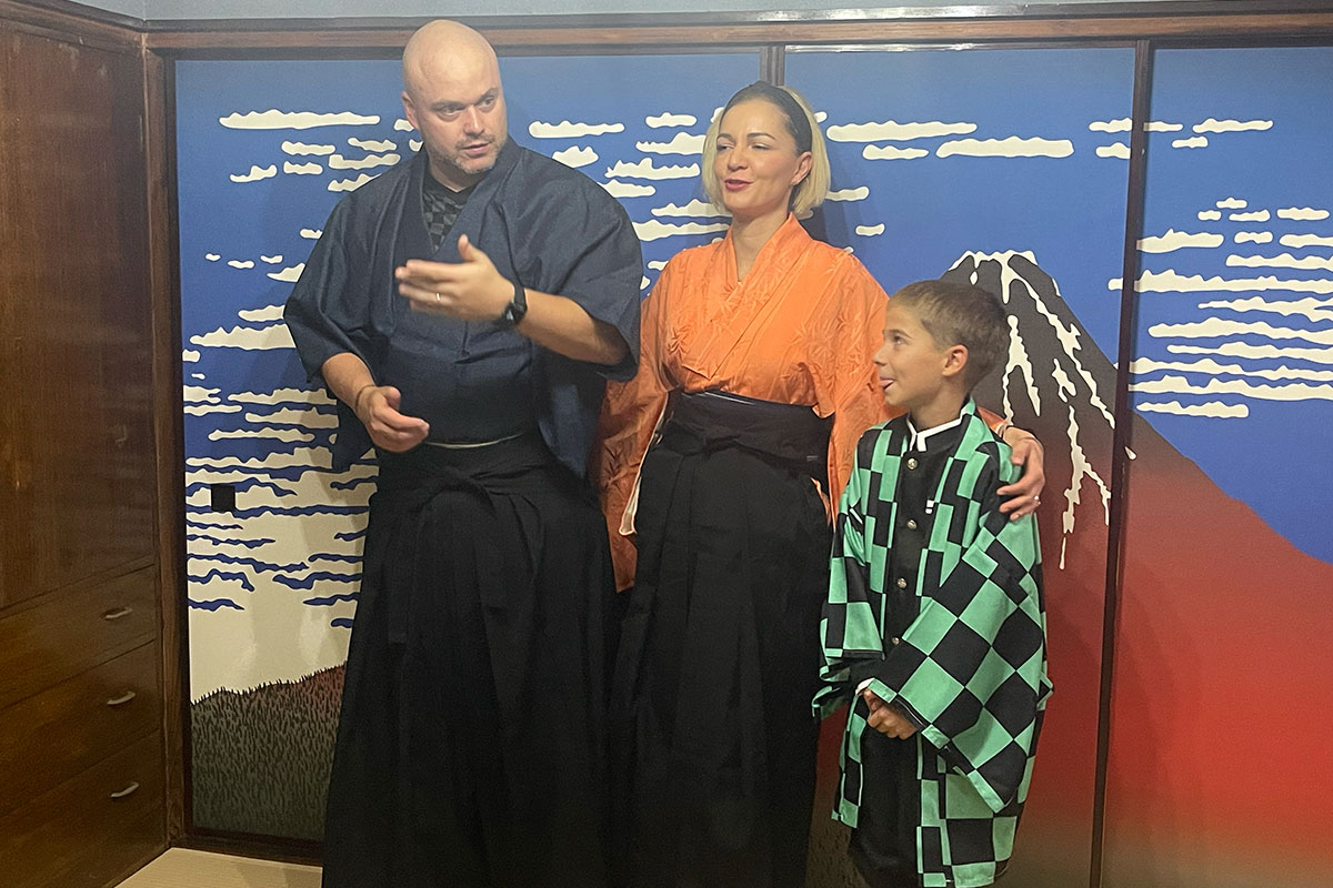 A Croatian family enjoying Samurai costumes