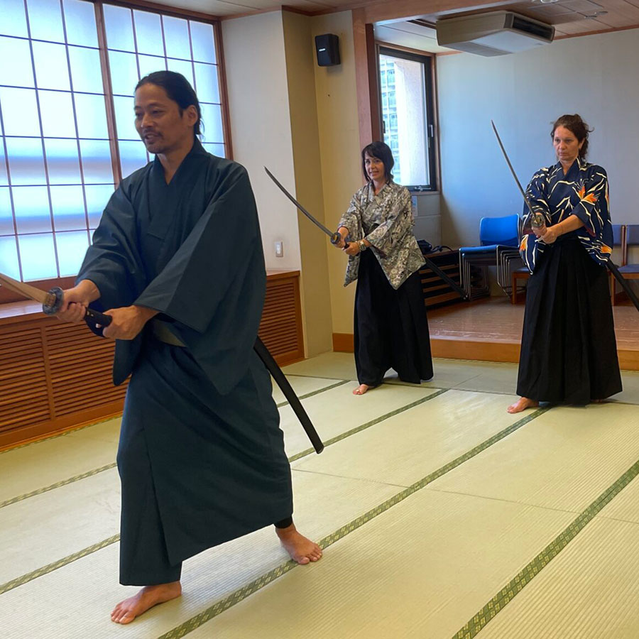 Learning how to swing a katana in Tokyo