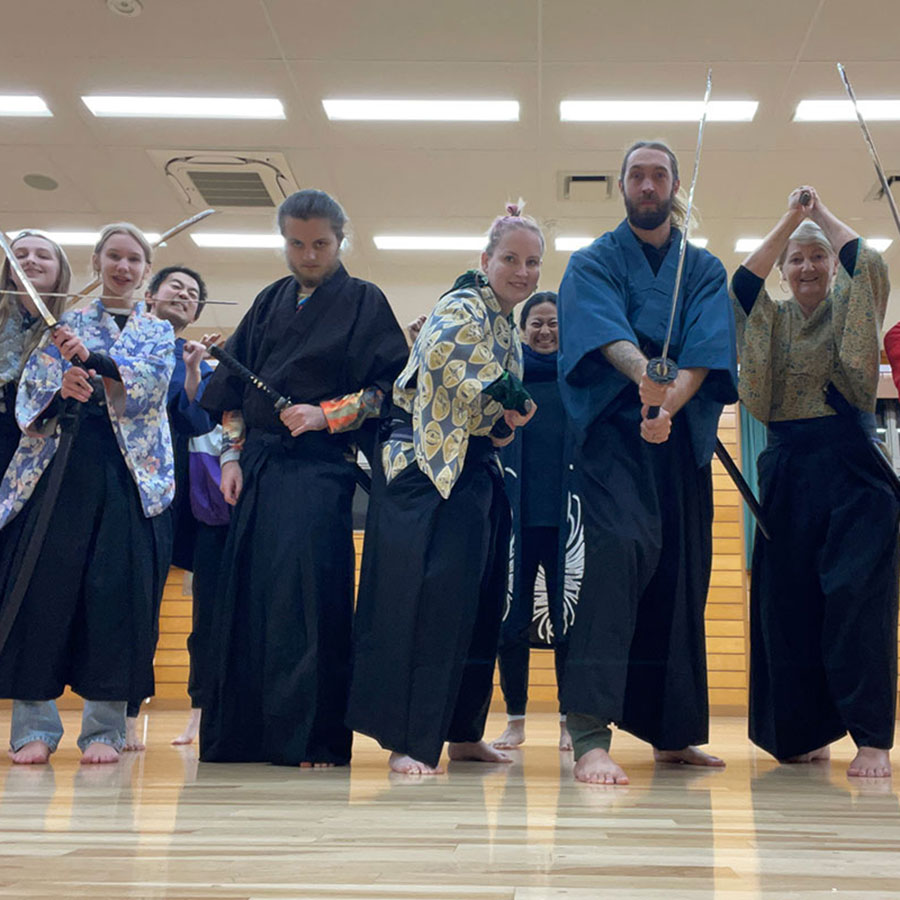 Samurai experience during a group trip to Tokyo