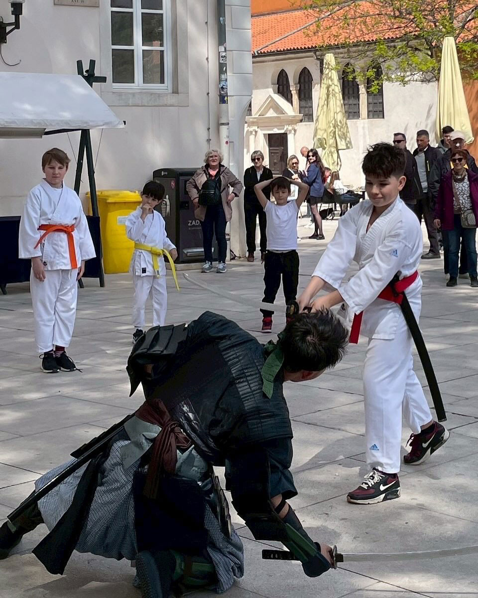 Croatian kid doing sword fighting choreography